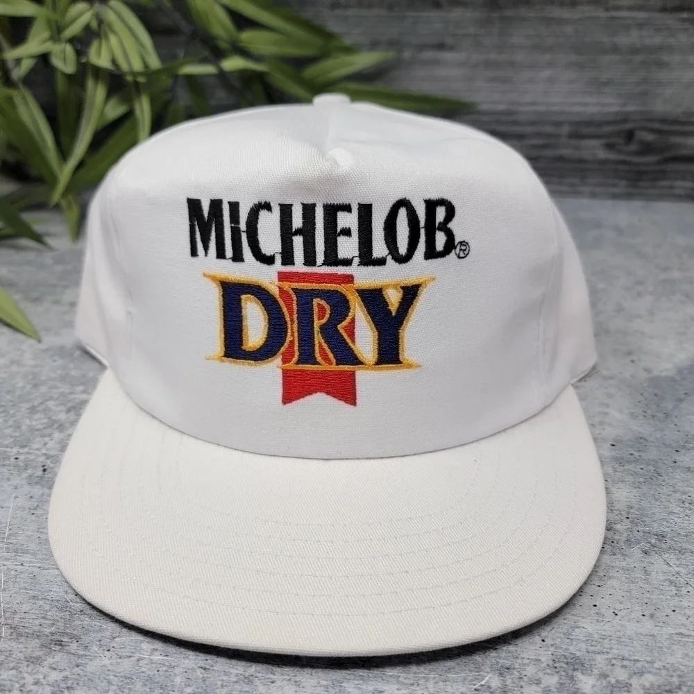 Vintage NWT Michelob Dry White Snapback Hat Cap Beer Lover Collector